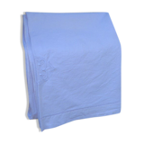 Drap ancien lin blanc cassé  finitions jours et monogramme brodé