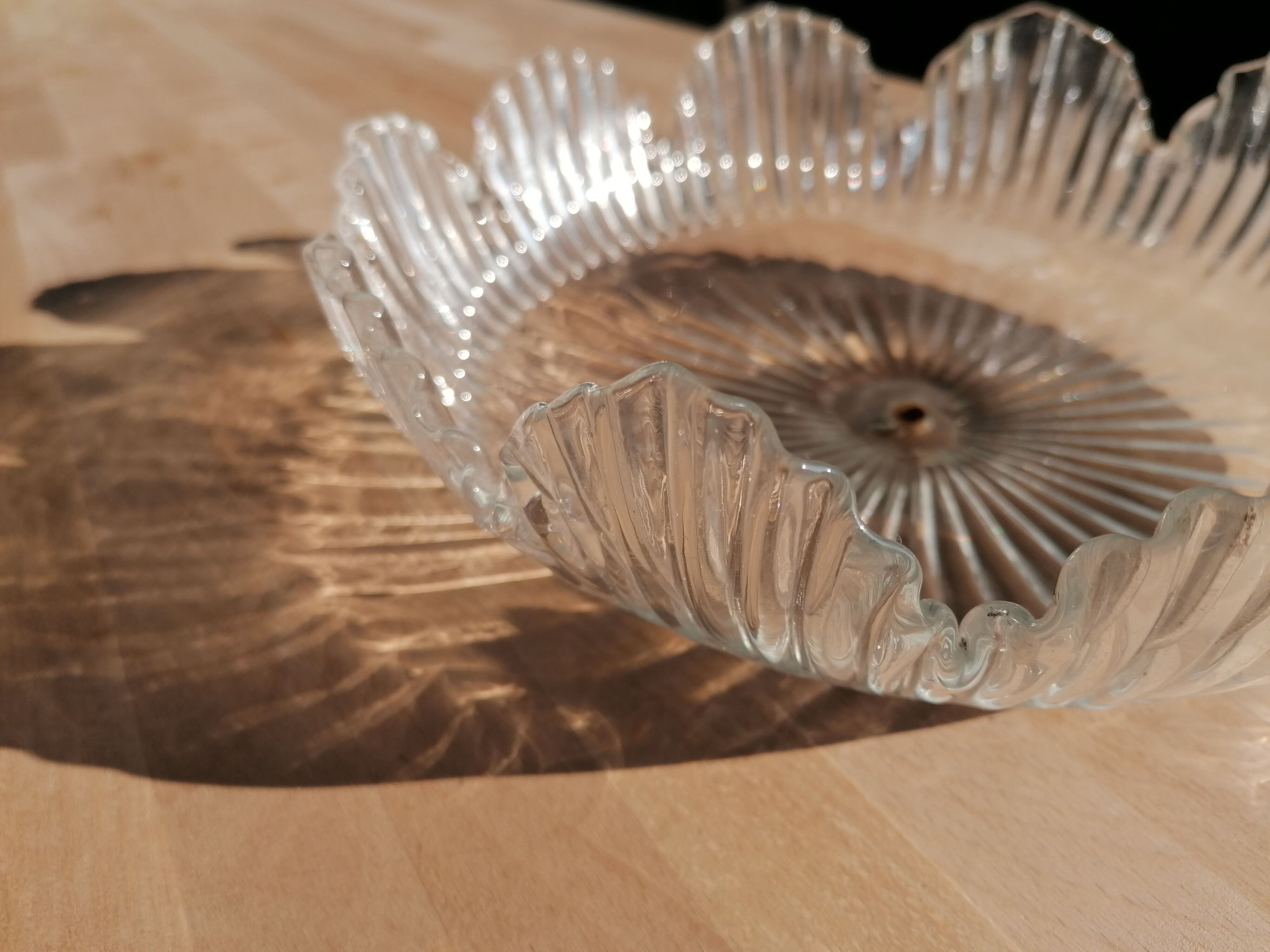 Tulip suspension in vintage holophanous glass