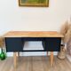 Vintage desk, Scandinavian style, Black lacquer and Beech