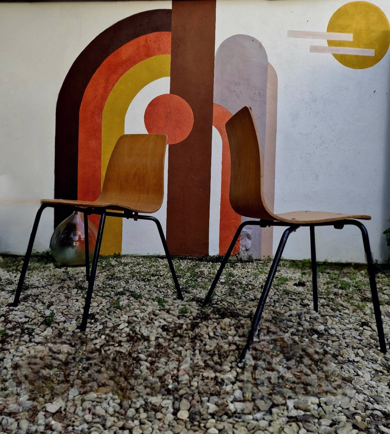 Suite de 6 Chaises Pierre Guariche modèle Papyrus Édition Steiner 1950