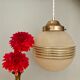 Vintage art deco globe pendant lamp in yellow and gold granite glass