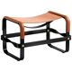 Smoked Black Steel Footrest and Natural Tobacco Leather, Contemporary Style