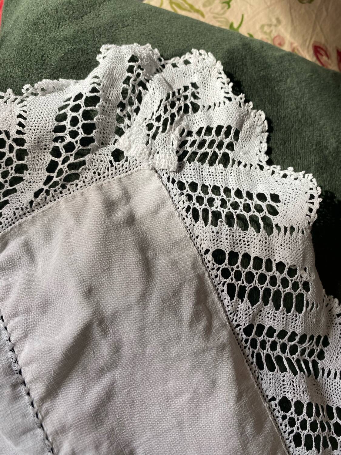 Monogram linen sheet, late 19th century.