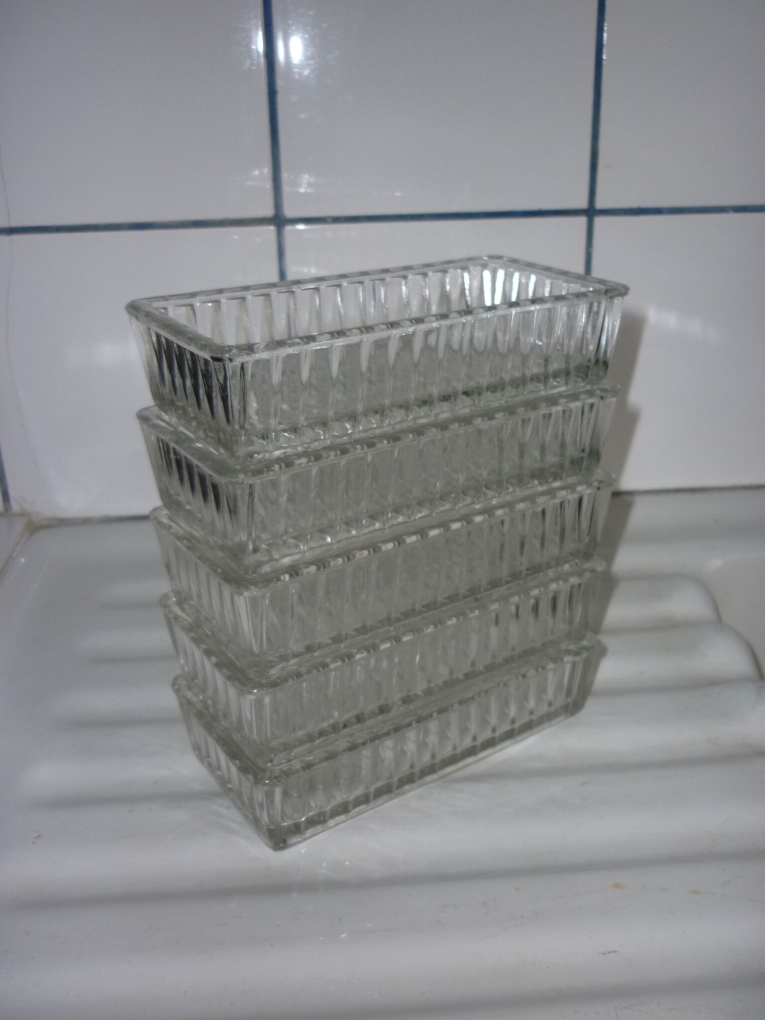 5 moulded and fluted glass ramekins