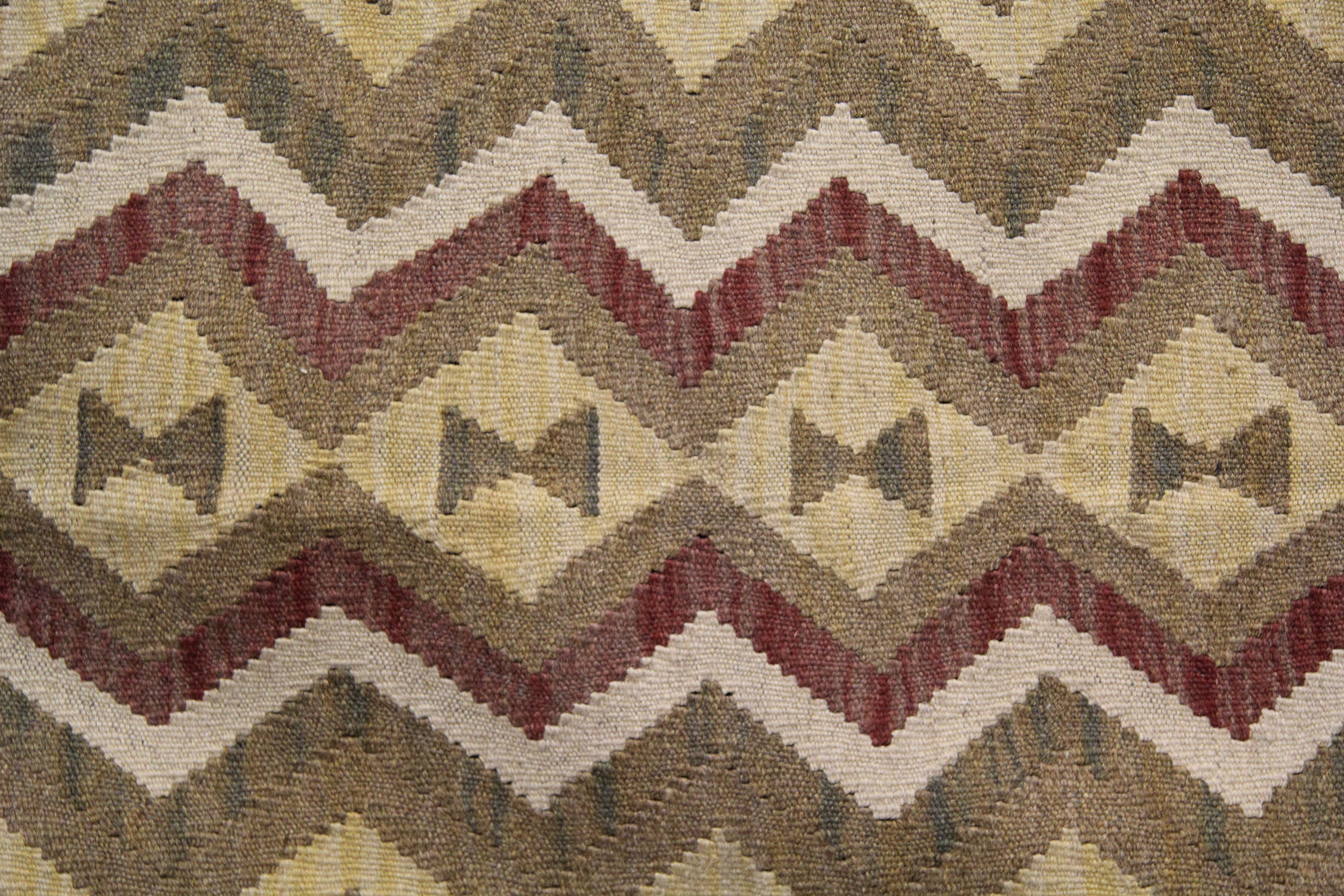 Geometric kilim rug, brown cream handmade flat-weave rug102x152cm