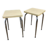 Pair of vintage stools, white formica and chrome