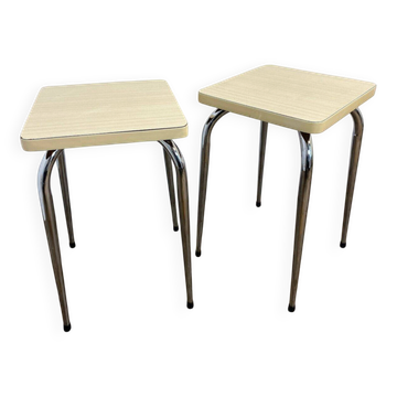 Pair of vintage stools, white formica and chrome