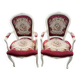 Pair of Louis XV style armchairs - Carved wood and floral upholstery
