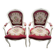 Pair of Louis XV style armchairs - Carved wood and floral upholstery