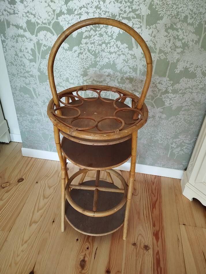 Vintage rattan bar – Portable – 60s–70s – Bohemian