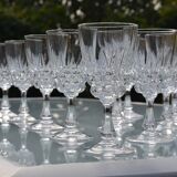12 antique crystal stemmed glasses