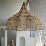 Immense rattan suspension in the shape of a flower, tulip, corolla H1m D1m50