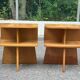 Asymmetrical Mid Century Modern bedside tables oak 1960