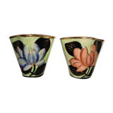 Pair vases vallauris multicolored flowers