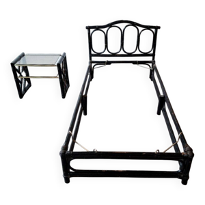 Ensemble lit et chevet - bambou