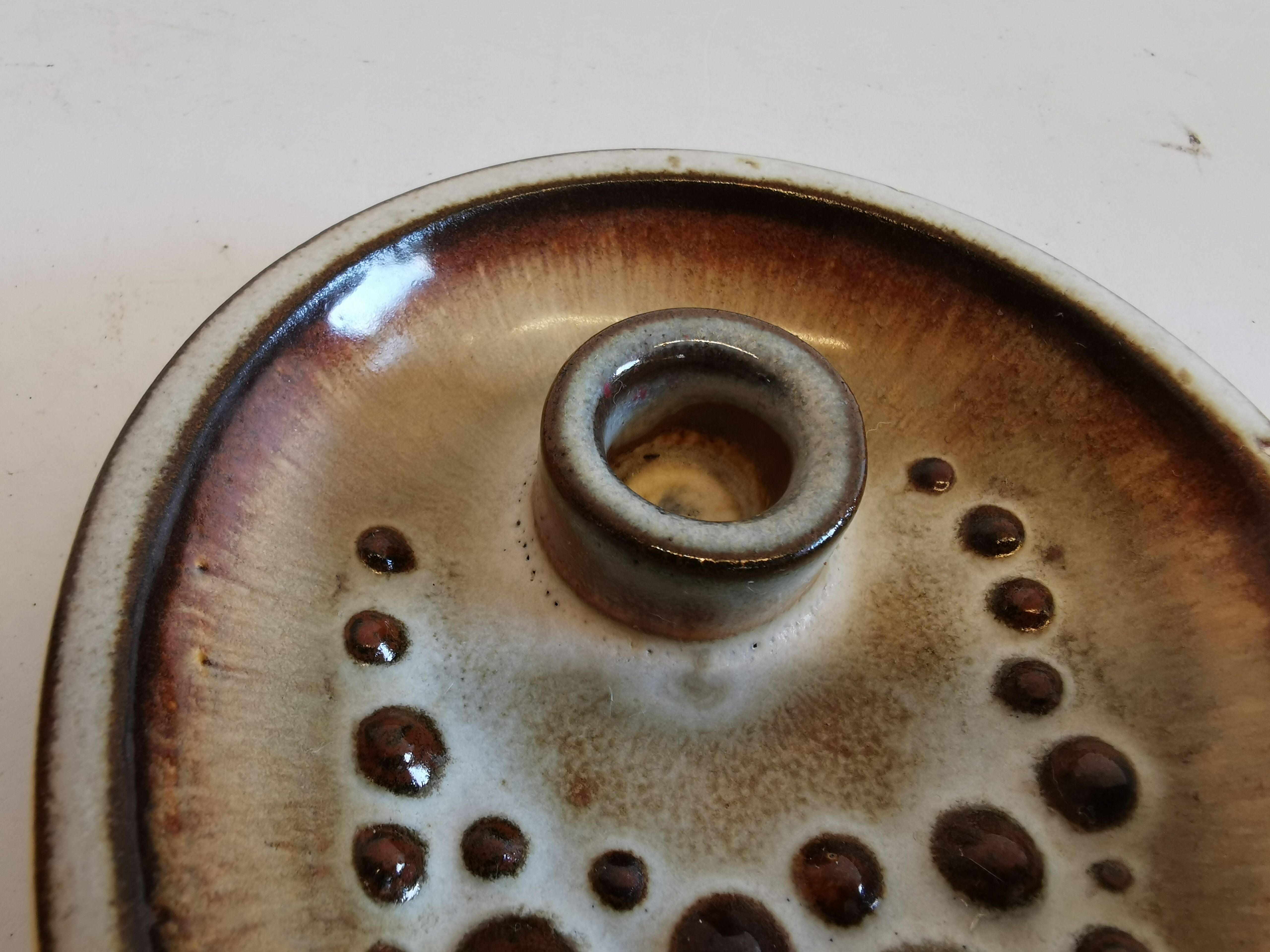 Ceramic candle holder, produced by Danish Søholm and designed by Einar Johansen.