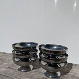 6 coupelles inox métal argenté 1970