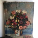 Oil on canvas ancient Bouquet of flowers