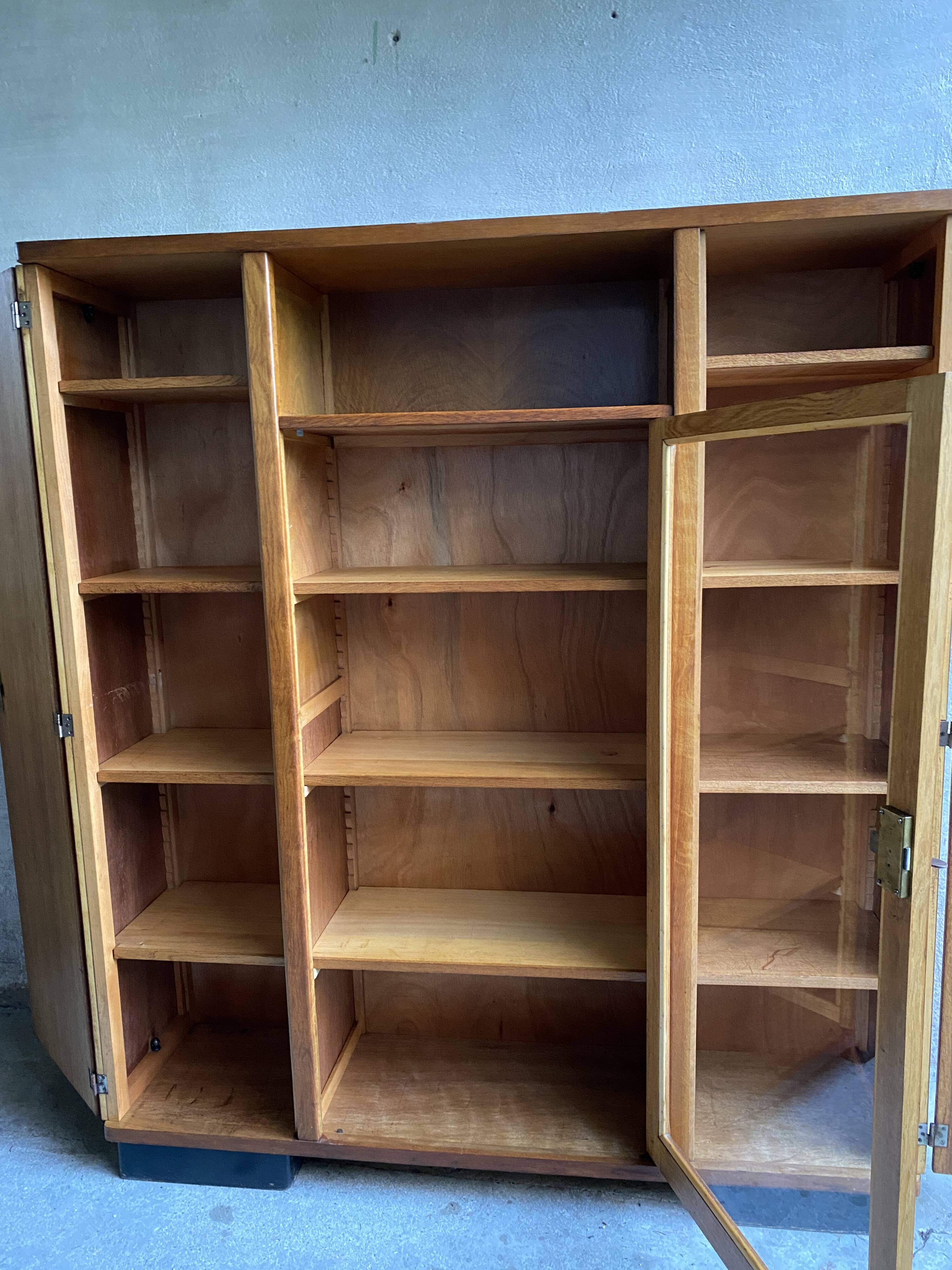 Library / Vintage solid wood sideboard – 3 doors with display cabinet