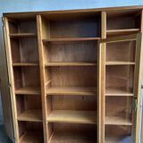 Library / Vintage solid wood sideboard – 3 doors with display cabinet