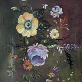 Acrylic painting on canvas, country decoration, bohemian flowers