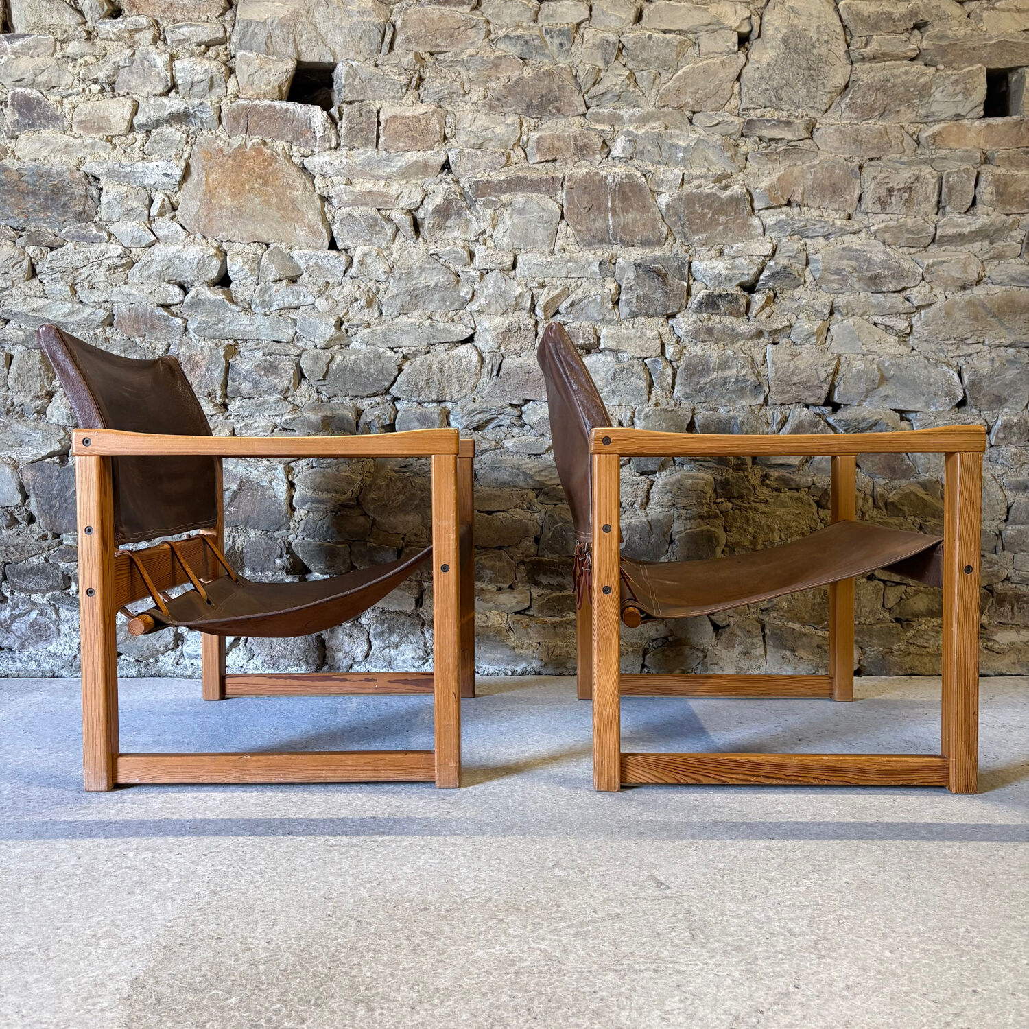 2 leather chairs Diana by Karin Mobring for IKEA, 1970