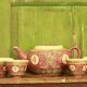 Théière chinoise mu shou rose et ses tasses