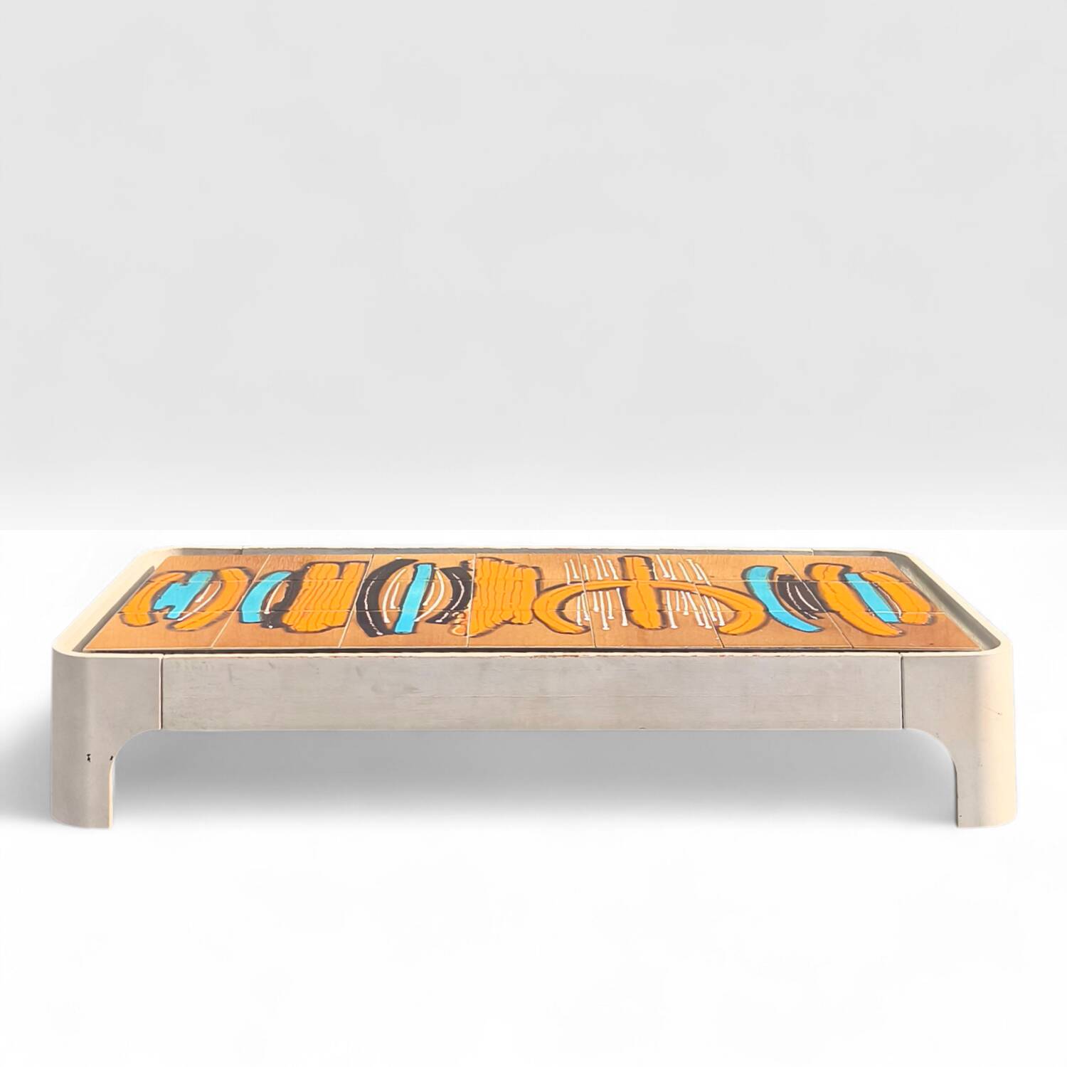 Ceramic and wood coffee table, 1970
