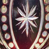 Bohemian/Czech Boho crystal vase, Burgundy red, vintage