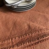 Nappe de vendange ancienne en pur chanvre teintée terracotta