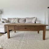 Farm coffee table a drawer in raw wood
