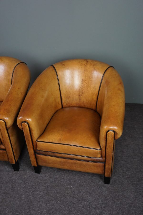 Set of 2 club chairs in sheepskin, York model