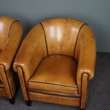 Set of 2 club chairs in sheepskin, York model