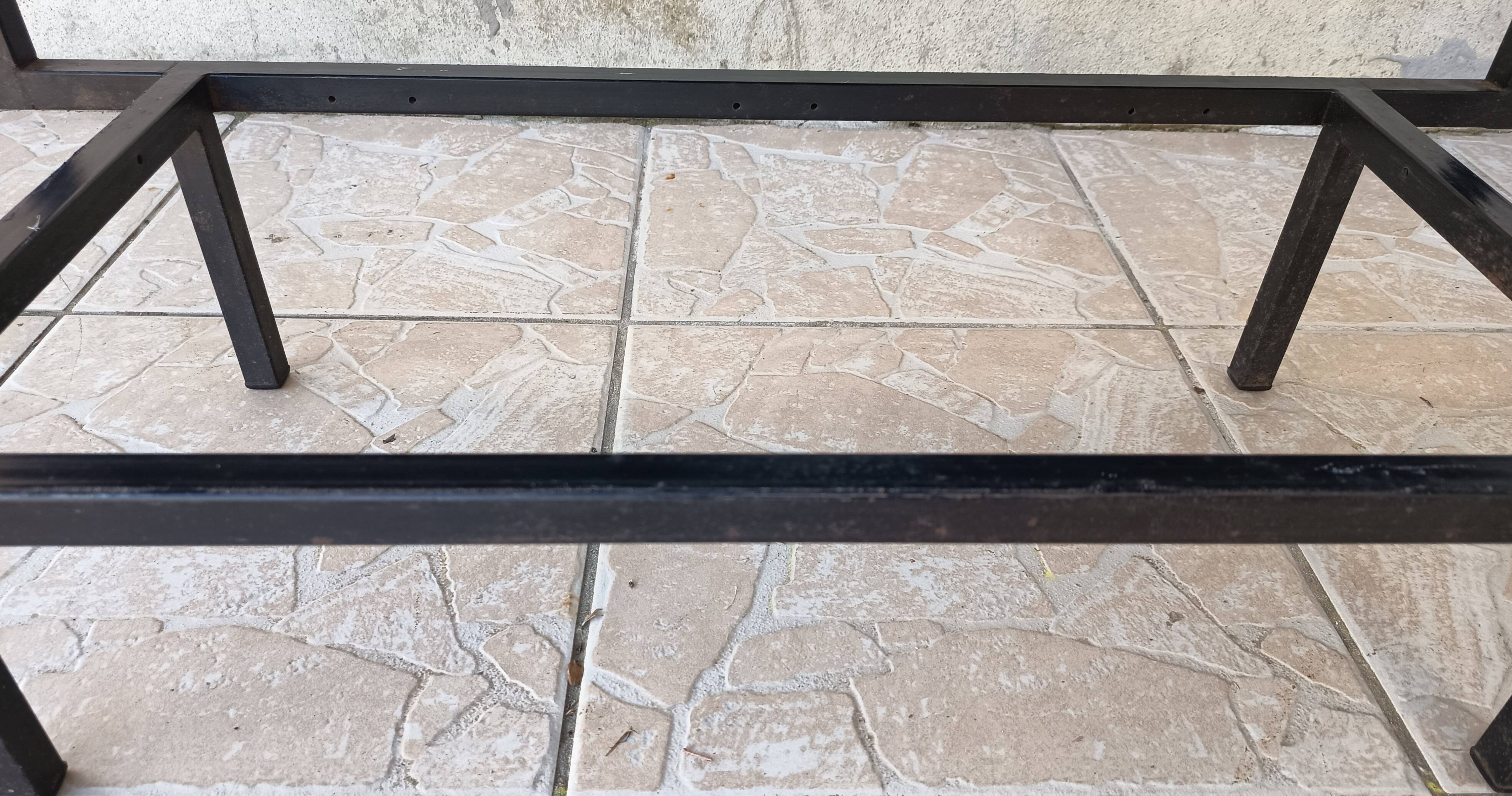 1950s metal and glass coffee table