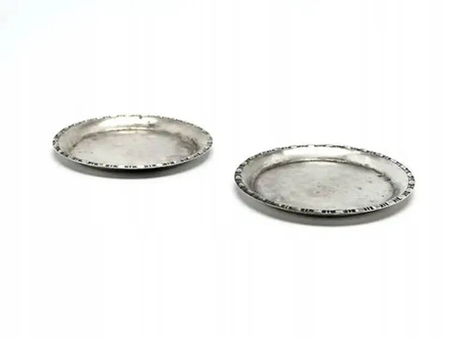 Pair of hot glass coasters Modernism, silver-plated brass, HEFRA, Poland, 1970s