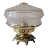 Brass and frosted glass lamp