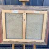 Oil-on-canvas painting The Blacksmith's Workshop 1956 signed by Fomine