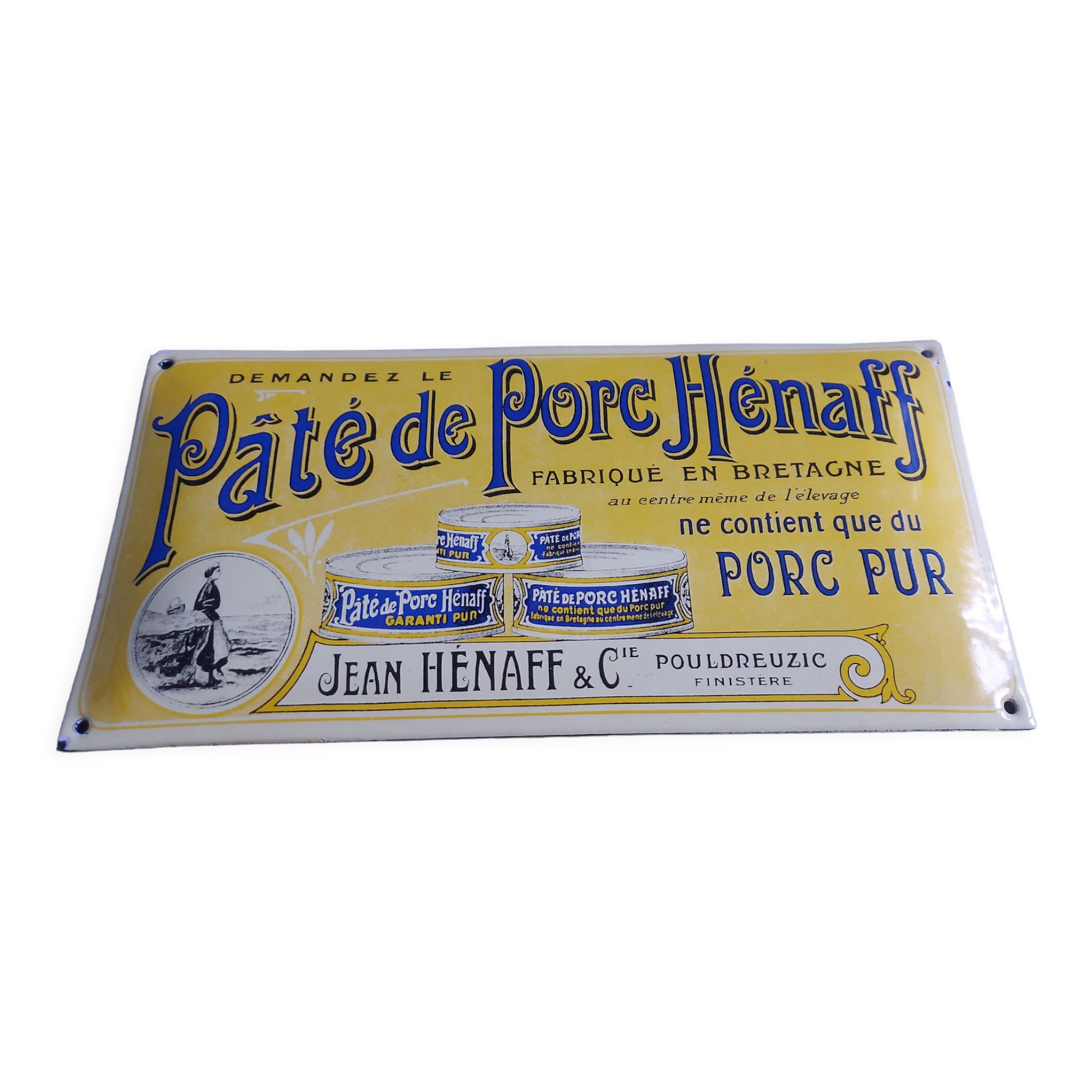 Domed enamelled plate henaff pork paste