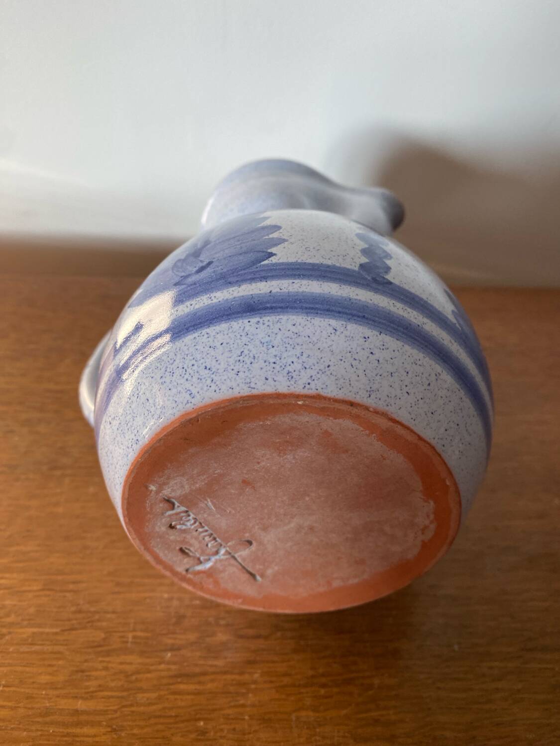Antique blue glazed terracotta pitcher gaubert vintage kitchen