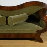Canapé en Ronce d’Acajou, style Biedermeier – Fin XIXe