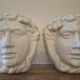 Pair of white glazed ceramic wall planters