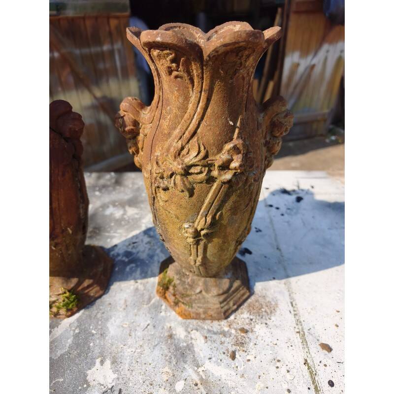 Pair of cast iron vases from 1900 in Charleville-Mézières