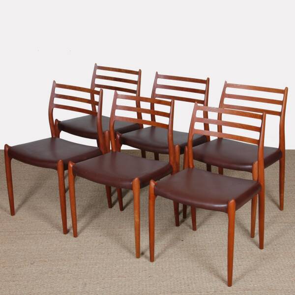 Set of 6 chairs by Niels Otto Moller in teak model 78, 1960.
