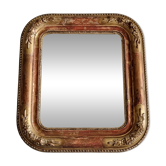 Louis-Philippe mirror in wood and gilded stucco with floral decoration, 19th century, 43x38 cm
