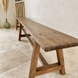 Large antique farmhouse bench 252 cm raw wood patinated