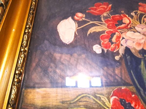 Peinture jack aquarelle nature morte france 1938 bouquet d'anémones