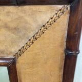 Big faux bamboo and leather mirror