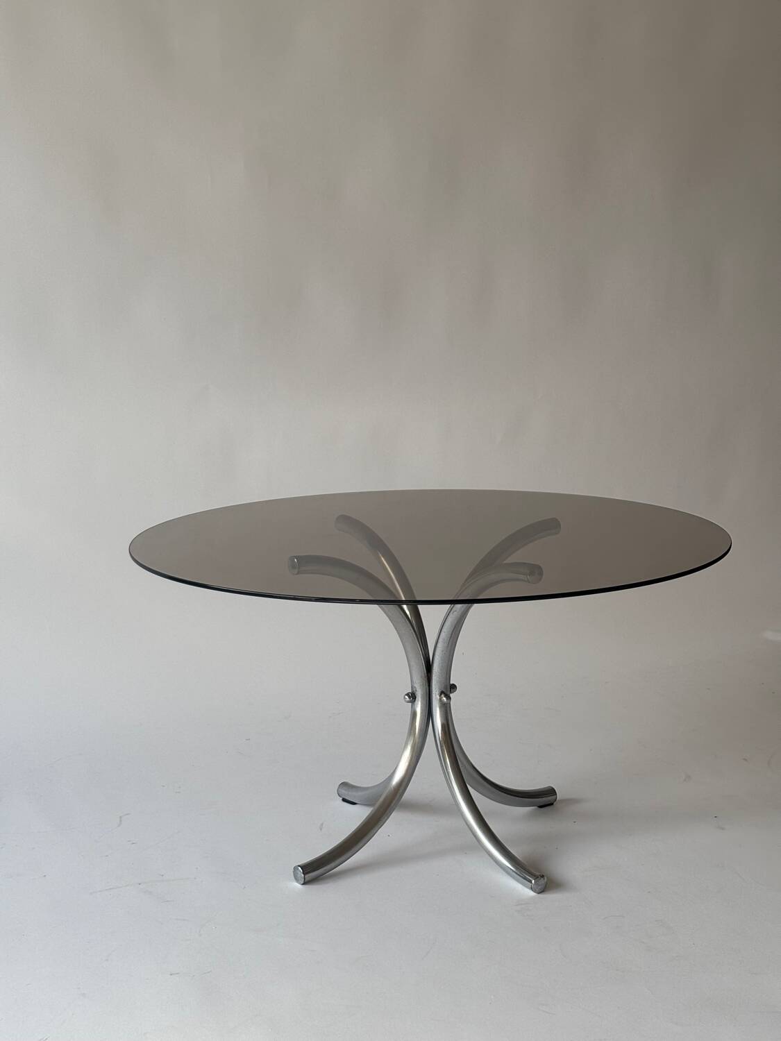 Chrome metal and smoked glass coffee table, 1970