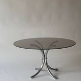 Chrome metal and smoked glass coffee table, 1970