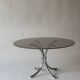 Table basse métal chromé et verre fumé 1970